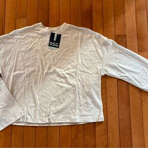 DSG Heather Gray Crew Neck Shirt oversize crop style XS NWT